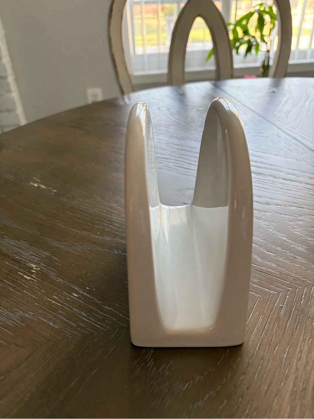 Princess House White Ceramic Napkin Holder with Fruit Motif